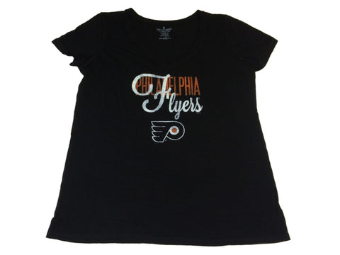 Philadelphia Flyers SAAG WOMENS Black Burnout Short Sleeve V-Neck T-Shirt (XL) - Sporting Up