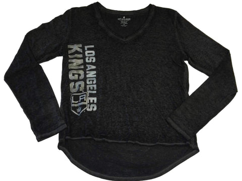 Shop LA Kings SAAG WOMENS Black Burnout Long Sleeve Ultra Soft V-Neck T-Shirt (M) - Sporting Up