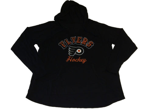 Philadelphia Flyers Saag Damen-T-Shirt mit V-Ausschnitt, schwarz, Burnout ls, mit Kapuze (XL) – sportlich