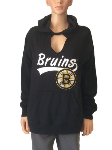 Boston Bruins Saag Womens Black Ls Pull à capuche à col en V (M) - Sporting Up