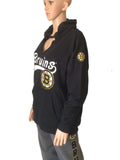 Boston Bruins Saag Damen-Sweatshirt, schwarz, ls, V-Ausschnitt, Kapuzenpullover (M) – sportlich