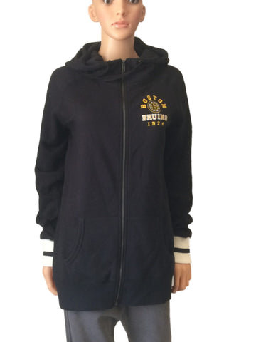 Shop Boston Bruins SAAG WOMENS Black LS Extra Long Full Zip Hooded Jacket (M) - Sporting Up