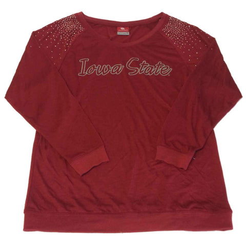 Compre camiseta con cuello redondo y diamantes de imitación rojos para mujer del coliseo de los ciclones del estado de iowa (m) - sporting up
