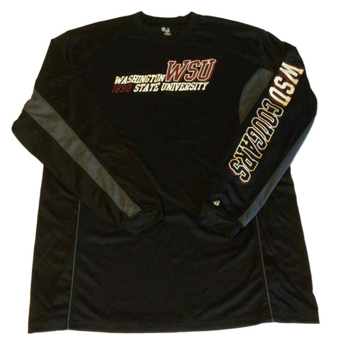 Washington State Cougars Badger Sport schwarzes LS-Performance-T-Shirt mit Rundhalsausschnitt (L) – sportlich
