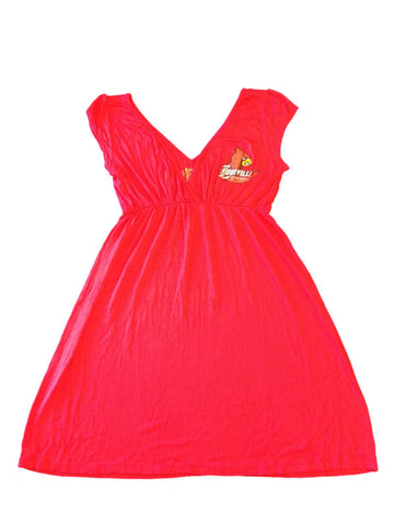 Louisville Cardinals Retro-Marken-Damenkleid in Rot mit Flügelärmeln und V-Ausschnitt (S/M) – sportlich