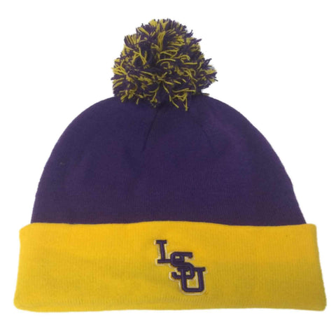 LSU Tigers Top of the World Purple & Yellow Cuffed Pom Pom Knit Beanie Hat Cap - Sporting Up