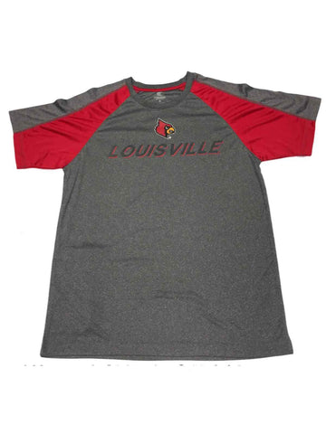 Louisville Cardinals Colosseum Gray & Red Performance Short Sleeve T-Shirt  (L)