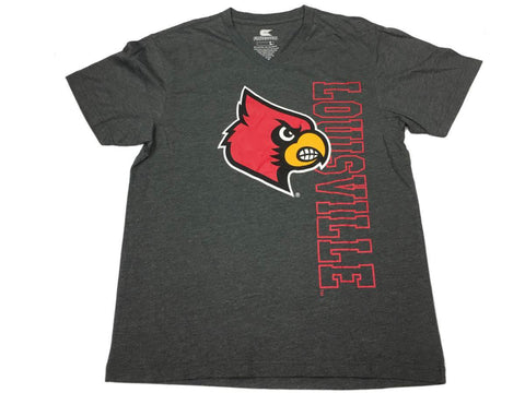 Louisville Cardinals Colosseum Gray Vertical Logo SS V-Neck T-Shirt (L) - Sporting Up