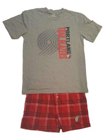 Porland Trail Blazers Gray Pajama T-Shirt and Flannel Boxers Sleepwear Set (L) - Sporting Up