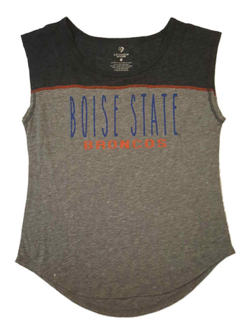 Boise state broncos colosseum tvåfärgad grå, mjuk ärmlös t-shirt för kvinnor (m) - sportigt