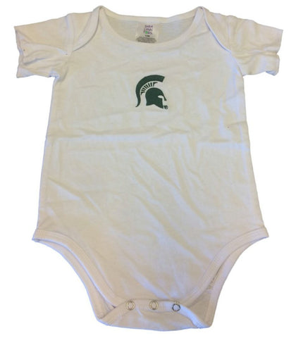 Michigan State Spartans White Short Sleeve Button Snap One Piece Creeper (12M) - Sporting Up