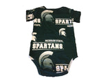 Michigan State Spartans Green Gradient Logo Button Snap One Piece Creeper (12M) - Sporting Up