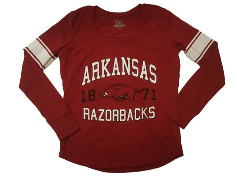 Shop Arkansas Razorbacks GG WOMENS Maroon "Go Hogs' LS Scoop Neck T-Shirt (M) - Sporting Up