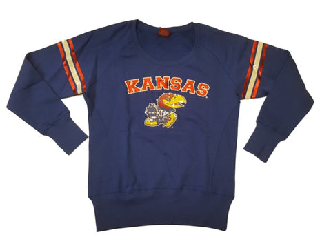 Kansas Jayhawks Colosseum Damen-Sweatshirt mit Metallic-Logo und U-Ausschnitt (M) – sportlich