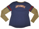Kansas Jayhawks Colosseum WOMENS Blue LS V-Neck Drawstring T-Shirt (M) - Sporting Up