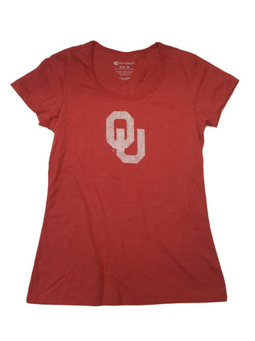Oklahoma sooners colosseum kvinnors urtvättade rödbrun t-shirt med scoop-neck (m) - sportig