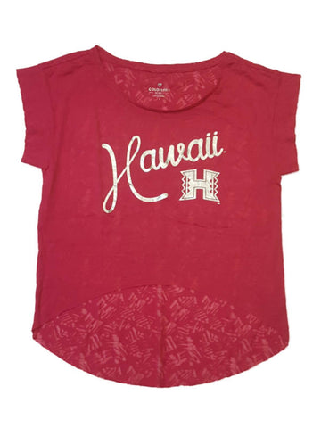 Shoppen Sie rosafarbene Burnout-T-Shirts mit verkürzter Vorderseite der Hawaii Rainbow Warriors Colosseum für Damen – sportlich