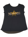 Michigan Wolverines Colosseum Marineblaues Damen-T-Shirt mit kurzen Ärmeln und U-Ausschnitt (M) – sportlich