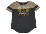 Michigan Wolverines Colosseum Damen-T-Shirt mit Stipe-Logo in Grau und Marineblau (M) – sportlich