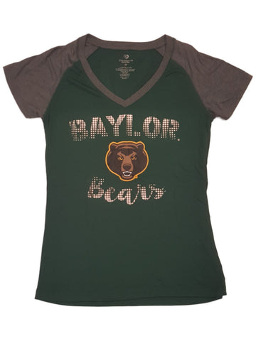 Baylor bears colosseum kvinnors grön utbrändhet ultramjuk ss v-ringad t-shirt (m) - sportig upp