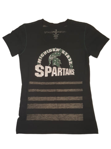 Michigan State Spartans Colosseum Damen-T-Shirt, schwarz, durchscheinend, mit V-Ausschnitt (M) – sportlich