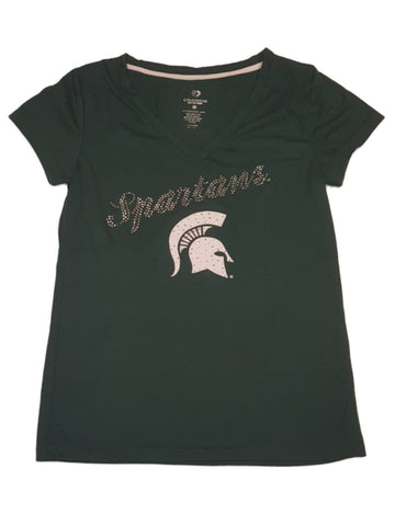 Michigan State Spartans Colosseum Femmes Ultra Doux Strass Col en V T-shirt (M) - Sporting Up