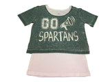 Michigan State Spartans Colosseum GIRLS Green "Go Spartans" SS T-Shirt (M) - Sporting Up