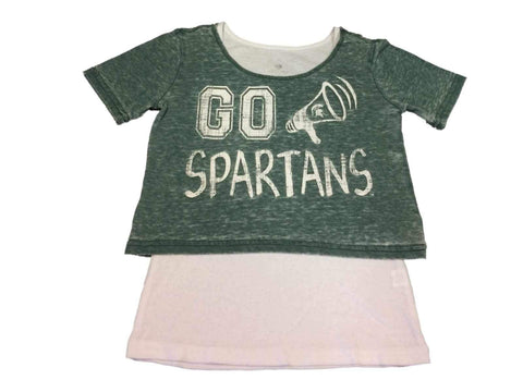 Camiseta verde "go spartans" ss para niñas del coliseo de los espartanos del estado de michigan (m) - sporting up