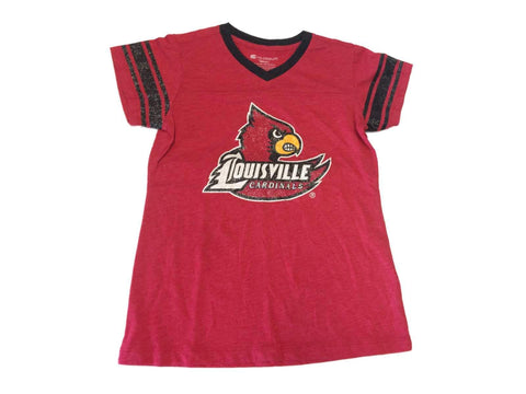 Lousiville Cardinals Colosseum YOUTH GIRLS Glitter Logo SS V-Neck T-Shirt (M) - Sporting Up