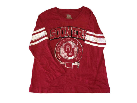 Shop Oklahoma Sooners Glitter Gear GIRLS Maroon Burnout Style Long Sleeve T-Shirt (M) - Sporting Up