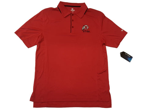 Utah Utes Colosseum Red 3 Button Placket Performance Short Sleeve Polo (L) - Sporting Up