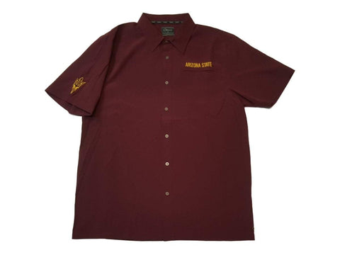 Shop Arizona State Sun Devils Chiliwear Maroon Button Up Lightweight SS T-Shirt (L) - Sporting Up