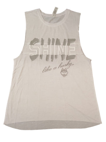 Compre UCONN Huskies Colosseum Camiseta sin mangas Bro blanca "Shine Like a Husky" para MUJERES (S) - Sporting Up