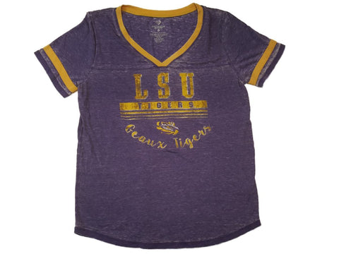 Shop LSU Tigers Colosseum WOMEN Purple Yellow Burnout Short Sleeve V-Neck T-Shirt (M) - Sporting Up