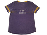 LSU Tigers Colosseum WOMEN Purple Yellow Burnout Short Sleeve V-Neck T-Shirt (M) - Sporting Up