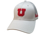 Utah Utes TOW Shiny White Mesh Back Structured Adjustable Strapback Hat Cap - Sporting Up