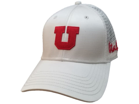Shop Utah Utes TOW Shiny White Mesh Back Structured Adjustable Strapback Hat Cap - Sporting Up
