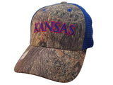 Kansas Jayhawks Captivating Headgear Mossy Oak Brush Mesh Snapback Hat Cap - Sporting Up