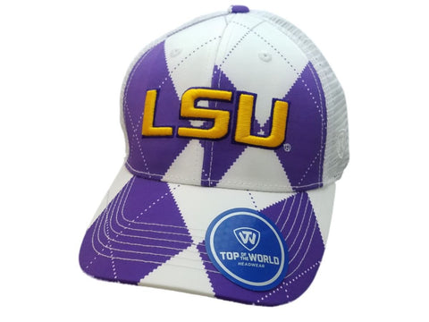 Shop LSU Tigers TOW Purple White Argyle "Get Loud" Mesh Structured Adj. Strap Hat Cap - Sporting Up