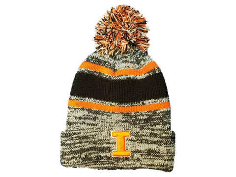 Shop Illinois Fighting Illini Zephyr Thick Acrylic Knit Cuffed Beanie Hat Cap w/ Poof - Sporting Up