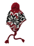 NC State Wolfpack Adidas Black White Red Pattern Trapper Beanie Hat Cap Poof - Sporting Up