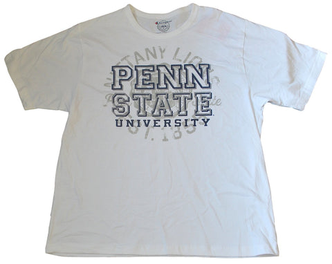 Compre camiseta de algodón con escudo escolar blanco y azul marino del campeón de los leones nittany de penn state (l) - sporting up