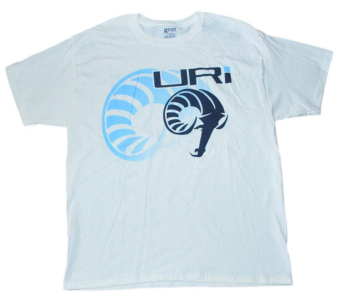Shop Rhode Island Rams Gear for Sports White Dual Logo 100% Cotton T-Shirt (L) - Sporting Up