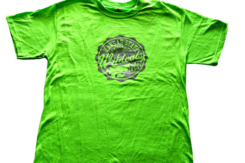 T-shirt avec logo à crête métallique vert fluo pour femme champion des Wildcats de l'État du Kansas (m) - Sporting Up