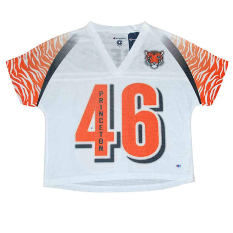 Shop Princeton Tigers Champion Women White Orange #46 Jersey Crop Top T-Shirt (M) - Sporting Up