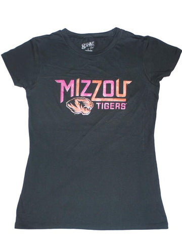 Shop Missouri Tigers Gear Co.ed Women Black Pink-Orange-Logo Short Sleeve T-Shirt (M) - Sporting Up