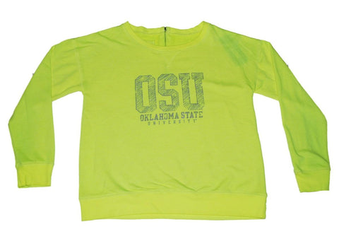 Oklahoma State Cowboys Gear for Sports Women Neon Yellow Zip Back Sweatshirt (M) - Sporting Up