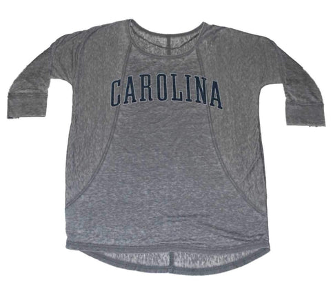 North Carolina Tar Heels Gear Damen Graues transparentes T-Shirt mit 3/4-Ärmeln (M) – sportlich
