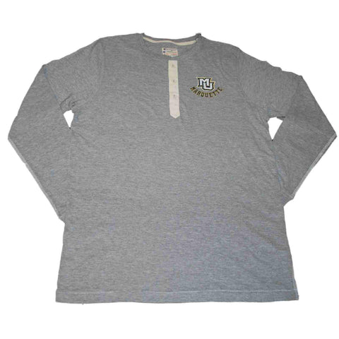 Marquette Golden Eagles Champion Graues Langarm-T-Shirt mit drei Knöpfen (L) – sportlich