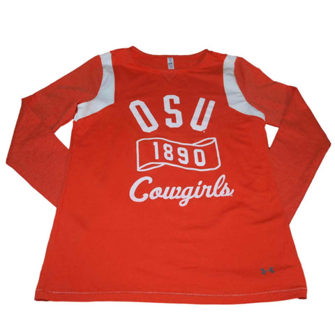 Boutique Oklahoma State Cowboys UA Under Armour Women Orange Cold Gear LS T-shirt (M) - Sporting Up